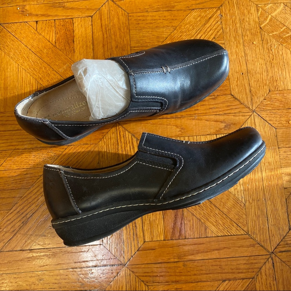 Clark shoes slip on black shoes